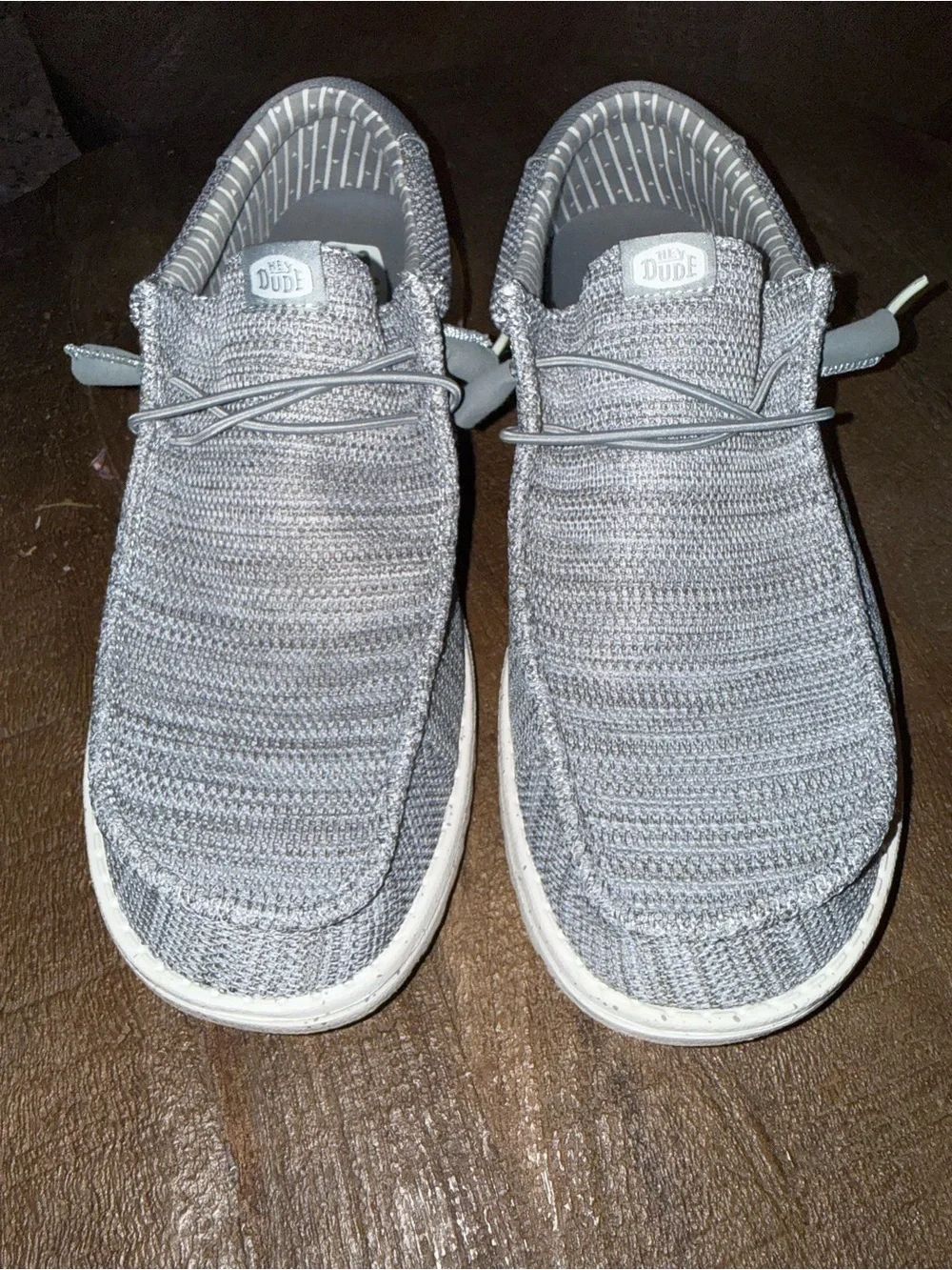 Hey Dude Gray Knit Slip-On Loafers